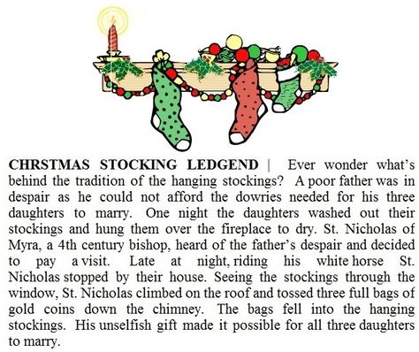 ONE OF THE LEGENDS OF THE CHRISTMAS STOCKING Christmas Legends Printables, Christmas Readings, Merry Christmas Poems, Sock Party, Christmas Legends, Christmas Card Verses, Winter Blessings, Xmas Printables, English Knowledge