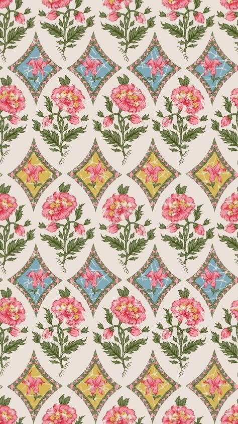 Flower Background Print, Vintage Rose Pattern, Pinterest Collage Ideas, Digital Flower Design Pattern, Prints And Patterns Aesthetic, Cute Patterns For Backgrounds, Vintage Textiles Patterns, Flower Illustration Pattern, Vintage Fabric Patterns