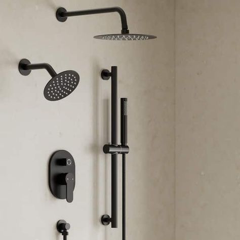 Dual Heads 10" Rainfall & High Pressure 6" Shower System with Slide Bar Handheld Shower Sprayer - Bed Bath & Beyond - 39129427 Rain Shower System, Dual Shower Heads, Shower Faucet Sets, Luxury Shower, Slide Bar, Handheld Shower Head, Rainfall Shower, Hand Held Shower, Rain Shower