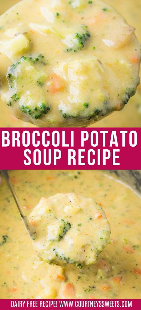 Broccoli And Potato Soup Recipes, Brocoli Potato Cheese Soup Crockpot, Easy Vegetarian Potato Soup, Brocoli Cheddar Potato Soup, Summer Potato Soup, Vegan Creamy Broccoli Soup, Potato Soup Without Cheese, Ham Potato Broccoli Cheese Soup, No Meat Potato Soup