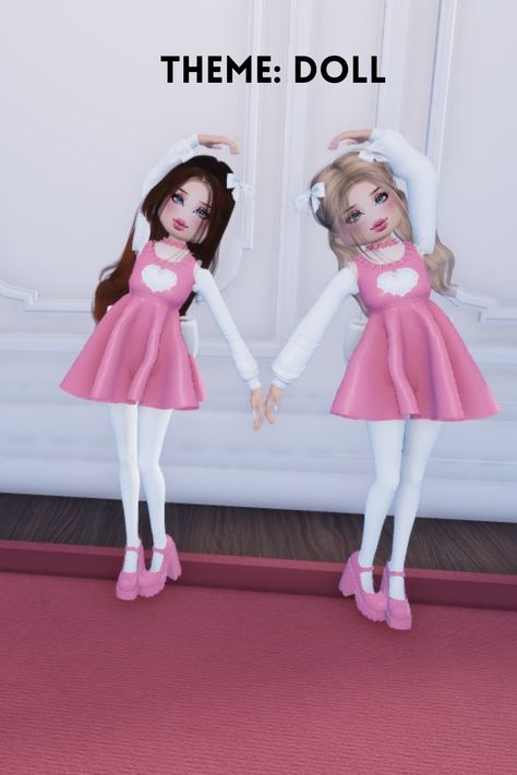 theme: doll/duo/twins Dress To Impress Twins Theme, Dress To Impress Doll Theme, Dti Duos Theme, Twins Dress To Impress, Doll Dress To Impress, New Years Eve Outfits Dress, Sun And Moon Dress, Duo Outfits, Duo Dress