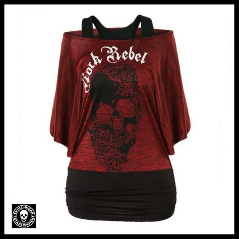 Skull Clothing, Skull Tee, Dolman Sleeve Tops, Gothic Outfits, Goth Outfits, Print Tee, Halloween Skull, Dream Clothes, Batwing Sleeve