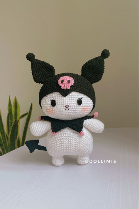 Kurumi Crochet Pattern, Free Kuromi Crochet Pattern, Kuromi Crochet Pattern Free, Kuromi Crochet Pattern, Teddy Bear Pattern Crochet, Bear Pattern Crochet, Kuromi Pattern, Amigurumi Design, Crochet Wallet