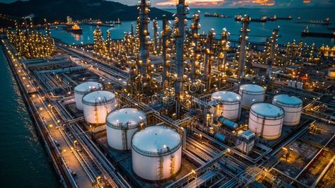 Aerial view of a petrochemical oil and gas industry plant royalty free stock image Oil Gas Industry, Oil And Gas Industry Wallpaper, Petrochemical Industry, Thermal Power Plant, Oil And Gas Industry, Industrial Blue, Hanuman Chalisa, Gas Industry, Oil Company