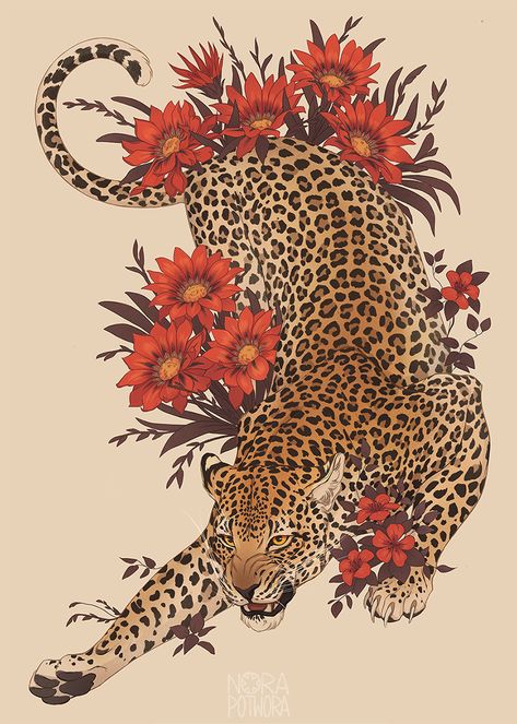 Nora Potwora          - Another animal poster, this time commission for... Nora Potwora, Animal Poster, Twitter, Flowers