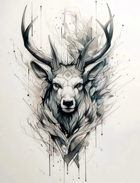 Deer Calf Tattoo, Stag Tattoo Design, Buck Tattoo, Sketches Animals, Deer Head Tattoo, Image Tattoo, Elk Tattoo, Polka Tattoo Designs, Deer Tattoo Designs