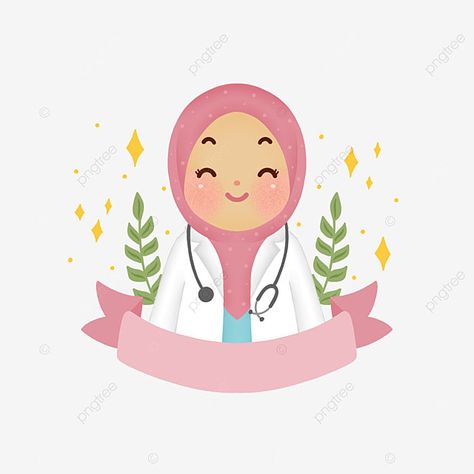 Doctor Doodle Cute, Cute Doctor Drawing, Hijab Doctor Cartoon, Cute Doctor Cartoon, Dr Images, Doctor Character, Cute Animations Cartoon, Doctor Cartoon, Cartoon Muslimah