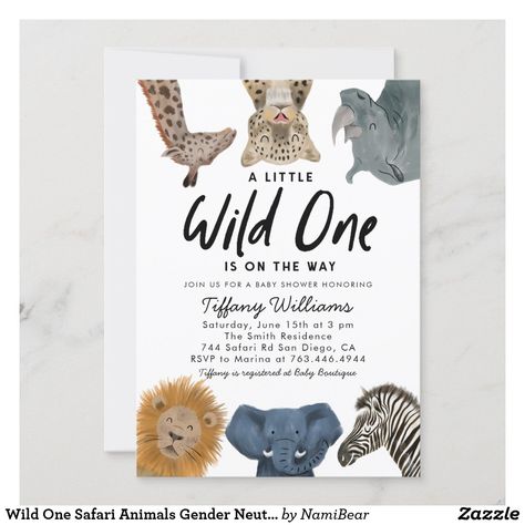 Baby Shower Safari Theme, Safari Baby Shower Invitations, Zoo Birthday, Gender Neutral Baby Shower Invitations, Elephant Baby Shower Invitations, Safari Birthday Party, 2nd Birthday Invitations, Safari Birthday, Safari Party