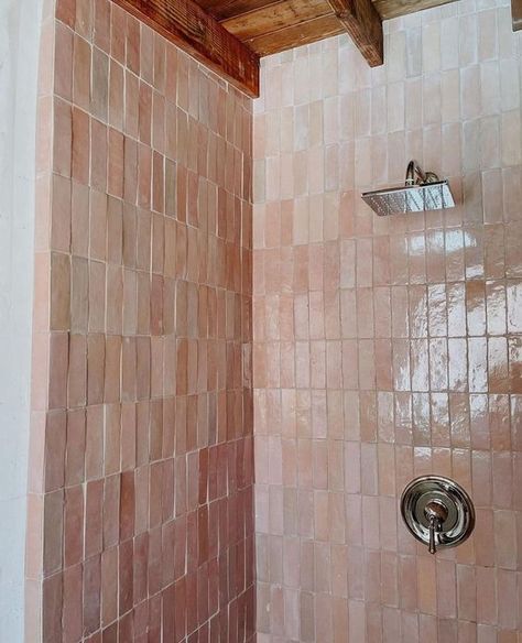 Pink Tile Bathroom, Riad Tile, Pink Tile, Pink Tiles, Zellige Tile, House Bathroom, House Goals, Dream House Decor, My New Room