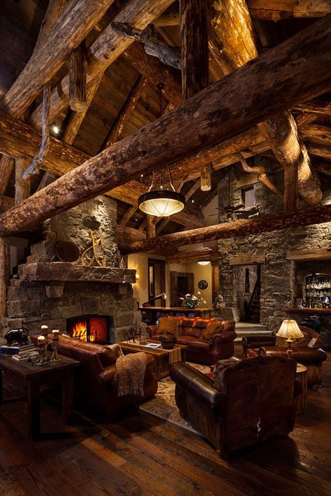 This is AWESOME! Just so cozy!   47 Extremely cozy and rustic cabin style living rooms Cabin Style Living Room, Casa Fantasy, Men Masculine, Log Cabin Living, Log Cabin Interior, Cabin Living Room, Log Cabin Designs, Rustic Log Cabin, Cozy Living Spaces