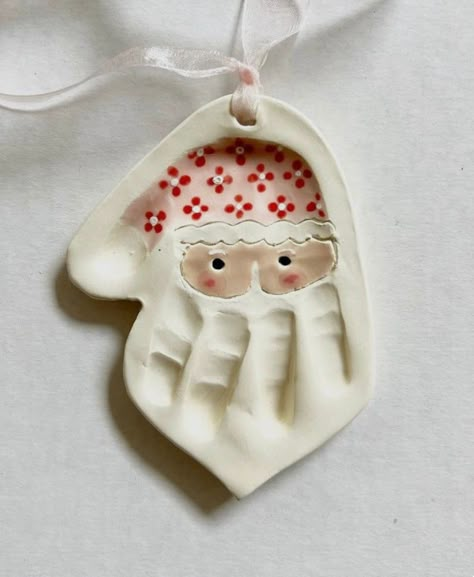 First Christmas Handprint Ornament, Newborn Christmas Decorations, Handprint Dough Ornaments, Baby Print Ornament Diy, Baby Print Ornament, Toddler Ornament Craft Hand Prints, Holiday Handprints For Kids, Kid Handprint Ornaments, Salt Ornaments Hand Prints