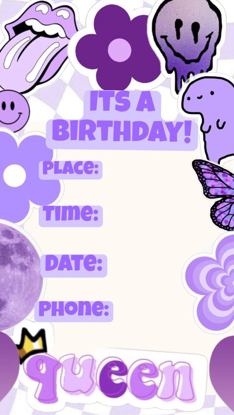 U can print this out!!! Purple Birthday Invitation, Purple Birthday, U Can, Purple, Birthday