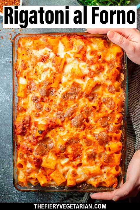 Veggie Rigatoni Recipes, Vegetarian Rigatoni Recipes, Meatless Rigatoni Recipes, Rigatoni Recipes Vegetarian, Pasta Al Forno Recipe, Vegetarian Pasta Bake Recipes, Chickpea Enchiladas, Easy Dinner Ideas Vegetarian, Baked Pasta Recipes Vegetarian