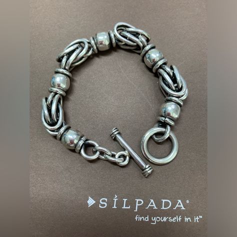 Silpada’s B0204 Very Rare Sterling Byzantine Heavy Link Toggle Bracelet Is A Classic Early Silpada Piece. Substantial, Well-Made, And Attention Paid To The Smallest Of Detail. One Of My Favorite Bracelets, This One Is ~8” Long But Due To The Girth Of The Design, They Run Small. Stamped 925 But Before Silpada Hallmarked All Of Their Jewelry. In Excellent Vintage Condition. Thanks For Shopping My Closet! Let Me Know If You Have Questions And Counter-Offers Are Also Welcome. I’m A Poshmark 5-Star Ambassador Ii. Items Are Stored In A Smoke-Free Home And Away From Pet And I Work Very Hard To Ensure My Customers Receive The Highest Quality Products For The Best Value. Silpada Sales Ove Silpada Designs Jewelry, Silpada Jewelry, Toggle Bracelet, Premium Gift, Womens Jewelry Bracelets, Shop My, Finding Yourself, Women Jewelry, Women Shopping