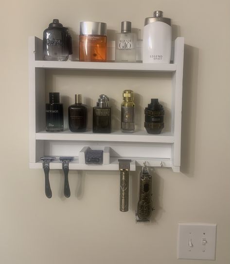 Cologne Organizer, Cologne Storage, Wall Shelf Rack, Shelf Rack, Storage Wall, Organizer Storage, Hair Clippers, Storage Shelf, Wall Shelf