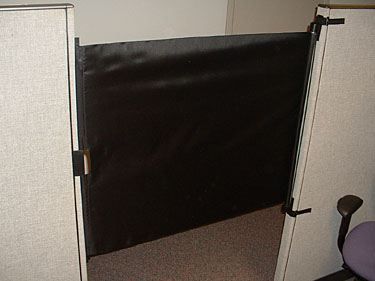 I've never worked in a cubicle, so please excuse my ignorance on the subject. There's a site that manufactures cubicle doors called CubeDoors. It's a retractable screen that you stretch over the opening of your cubicle much like a sideways projector screen. Not a bad idea, I thought. Having an indicator to when you Diy Cubicle Wall, Cubicle Hacks, Cubicle Privacy Ideas, Cubicle Privacy, Update Farmhouse, Farmhouse Nursery Ideas, Bright Entryway, Diy Cubicle, Cubicle Door