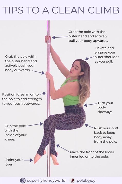 Pole Climbing Tips, Upside Down Pole Tricks, Pole Dance Tips, Pole Dance Basics, Pole Tricks Step By Step, Conditioning For Pole Dancing, Pole Dance Exercises, Pole Tricks Beginners, Easy Pole Tricks