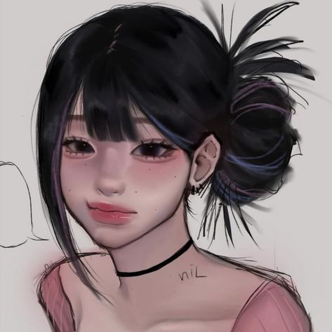 Draw Black Hairstyles, Sketch Hairstyles, Short Fluffy Hairstyles, Fluffy Hairstyles, Art Girl Aesthetic, Jelly Art, Art Tools Drawing, Concept Art Drawing, Art Inspiration Painting