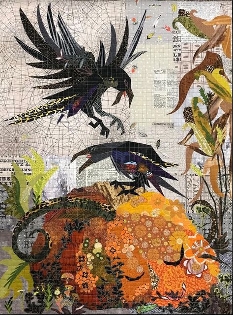 Jack Pumpkin Collage Pattern by Laura Heine - 680599139116 Laura Heine, Halloween Quilt Patterns, Collage Pattern, Collage Quilts, Halloween Sewing, Fabric Kit, Halloween Quilts, Modern Quilt Patterns, Gold Fabric