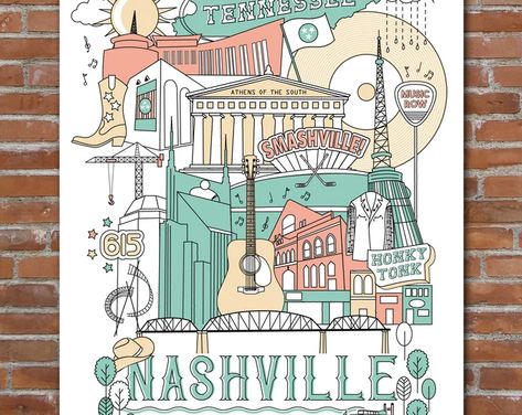 Batman Building, Nashville Decor, City Home Decor, Nashville Broadway, I Believe In Nashville, Nashville Art, Tennessee Travel, Home Decor Country, Poster Music