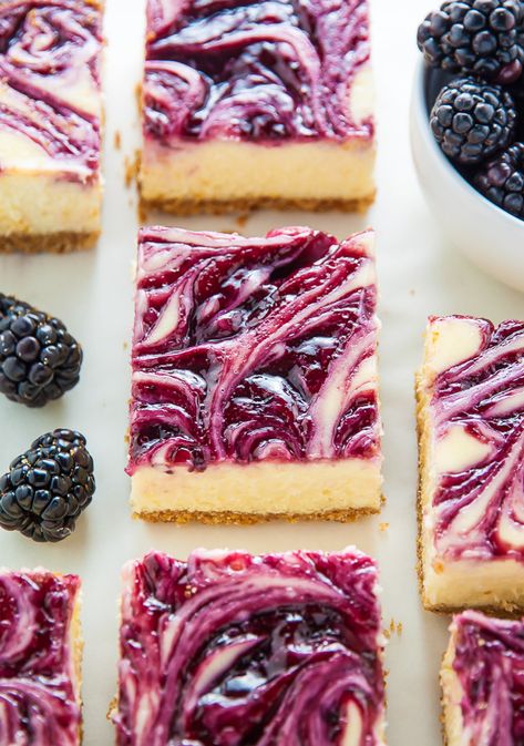 Blackberry Cheesecake Bars, Blackberry Dessert, Bars Healthy, Blackberry Cheesecake, Baker By Nature, Blackberry Recipes, Cheesecake Bar Recipes, Berry Cheesecake, Berries Recipes