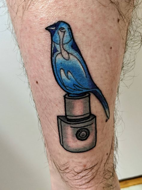 Canary Tattoo, Blue Canary, Birdhouse In Your Soul, Trending Tattoos, Soul Tattoo, Prison Tattoos, R Tattoo, Rage Comics, Alien Logo