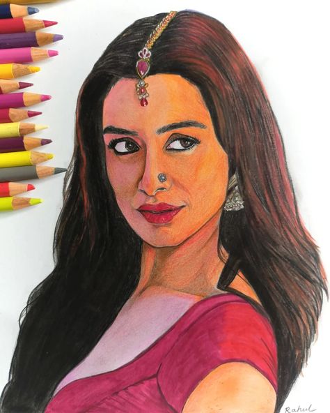 Colour sketch of beautiful & elegant shraddha kapoor from stree movie @shraddhakapoor . ."I could have chosen a simpler sketch, but after a long time, I decided to challenge myself and take on this piece. Drawing an orange face is far from easy, but I embraced the challenge. It took me a full 6 hours to complete, and I’m really proud of the result. Hope you like the artwork! Please like, share, and comment. Your support means the world to me!" ❤️. . #stree2 #stree #shradhakapoor #shraddhaka... Book Art Diy, Shraddha Kapoor, Sketches Easy, Challenge Me, The Challenge, Art Diy, I Decided, Book Art, Sketch