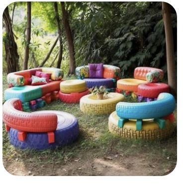 Tire Playground, Kids Outdoor Playground, Diy Kids Playground, Tire Furniture, Tire Garden, Kids Backyard Playground, Daycare Decor, Tire Art, Backyard Kids Play Area