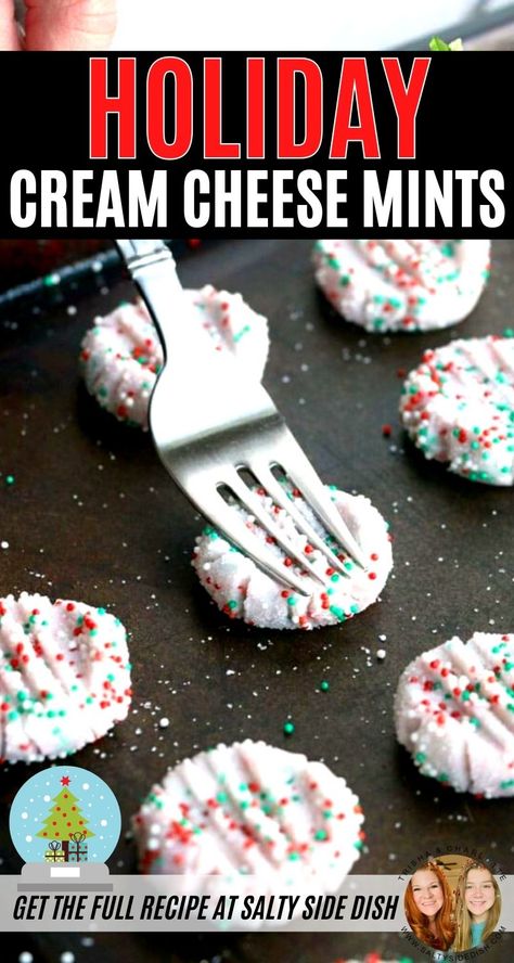 Holiday Cream Cheese Mints- Cream cheese mints are a fantastic no bake alternative for a quick and fun appetizer or dessert that everyone loves. Cream cheese mints are so easy to make that they can be whipped up and ready to serve in 30 minutes. Mint No Bake Cookies, Cream Cheese Mints Christmas, Peppermint Cream Cheese Mints, Homemade Mints Cream Cheese, Cream Cheese Peppermints, How To Use Up Cream Cheese, Cream Cheese Mints Recipe Christmas, Cream Cheese Mints Easy, Christmas Mints Cream Cheese