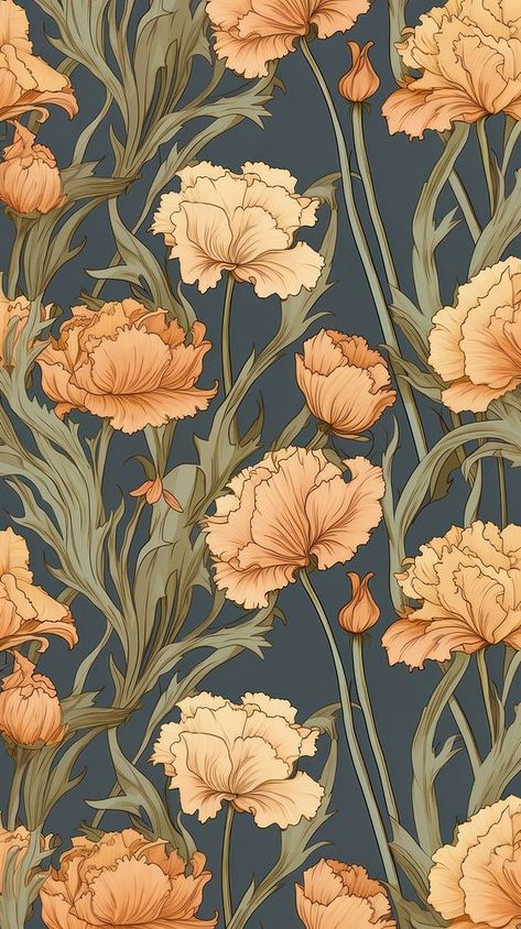 William Morris Iphone Wallpaper, Carnations Wallpaper, Art Nouveau Background, Wallpaper William Morris, Art Nouveau Floral Pattern, Art Nouveau Frame, Nouveau Wallpaper, Floral Fabric Pattern, Art Nouveau Wallpaper