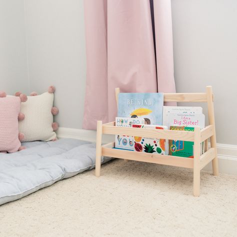 Best Montessori Items You Can Find At IKEA - Montessori IKEA Ikea Baby Book Shelf, Ikea Montessori Bookshelf, Montessori Bookshelf Ikea, Bookshelf Toddler Room, Ikea Kids Book, Diy Montessori Bookshelf, Montessori Shelf Ideas, Montessori Items, Ikea Toddler Room