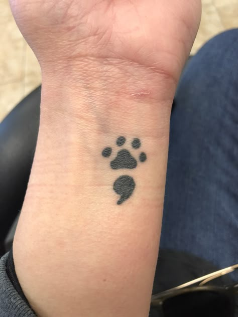 Semicolon Tattoo Horse, Semi-colon Paw Print Tattoo, Dog Semi Colon Tattoo, Paw Print Semi Colon, Unique Semi-colon Tattoo Ideas, Tattoo Semicolon, Semicolon Tattoo Ideas, Semi Colon Tattoo, Colon Tattoo