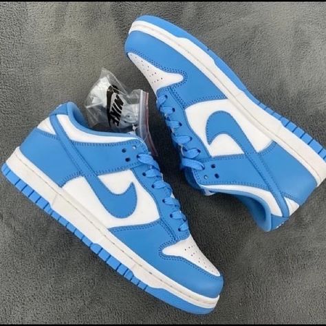 Brand New Nike Blue Dunks Baby Blue Shoes Nike, Dunks Shoes Blue, Royal Blue Nike Dunks, Unc Blue Dunks Outfit, Nike Shoes Women Blue, Triple Blue Dunks, Nike Blue Dunks, Ice Blue Dunks, Blue Nikes Shoes