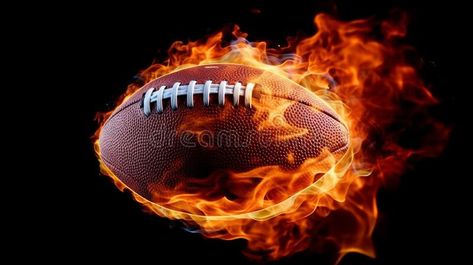 American football ball on fire on black background. Generative AI royalty free stock photos American Football Ball, Football Ball, On Fire, American Football, Black Background, Black Backgrounds, Stock Illustration, Royalty Free Stock Photos, Calligraphy