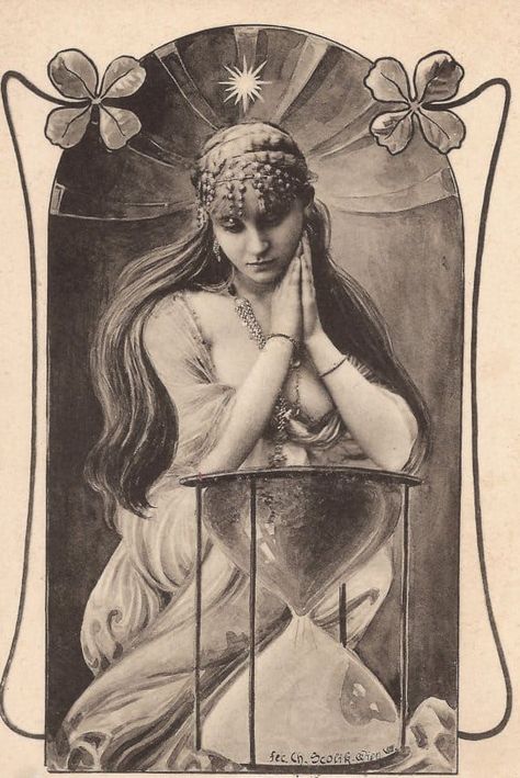 The Fortune Teller, Art Nouveau Austrian postcard, 1899. Fortune Teller Art, Art Nouveau Bedroom, Vintage Fortune Teller, Art Nouveau Fashion, Art Nouveau Illustration, Fortune Teller, Fashion Painting, Poster Vintage, Vintage Photography