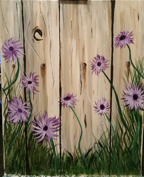 Fence Murals, Painted Fences, Painted Fence, Fence Painting, Garden Fence Art, Garden Mural, Flowers Painted, Fence Art, Fence Paint