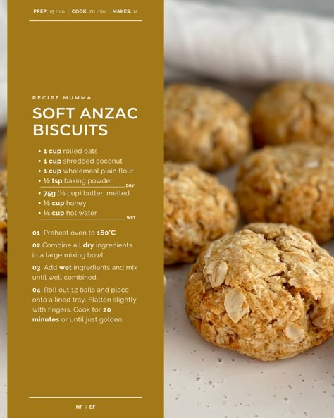 ANZAC Biscuit Recipe Anzac Biscuits Healthy, Anzac Biscuits Recipe, Oat Biscuits Recipe, Healthy Anzac Biscuits, Anzac Cookies, Down Under, Coconut Cookies Recipes, Preschool Room, Anzac Biscuits