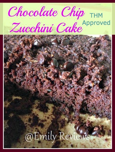 chocolate chip zucchini cake THM approved Zucchini Cakes Recipe, Trim Healthy Mama Dessert, Trim Healthy Mama Plan, Trim Healthy Recipes, Chocolate Zucchini Cake, Trim Healthy Momma, Mama Recipe, Chocolate Milkshake, Trim Healthy Mama Recipes