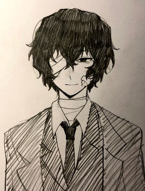 Dazai Dazai Osamu Reference, Dazai Design, Osamu Dazai Drawing, Bsd Art Style, How To Draw Dazai, Dazai Bandages, Dazai Reference, Dazai Osamu Sketch, Dazai Osamu Drawing