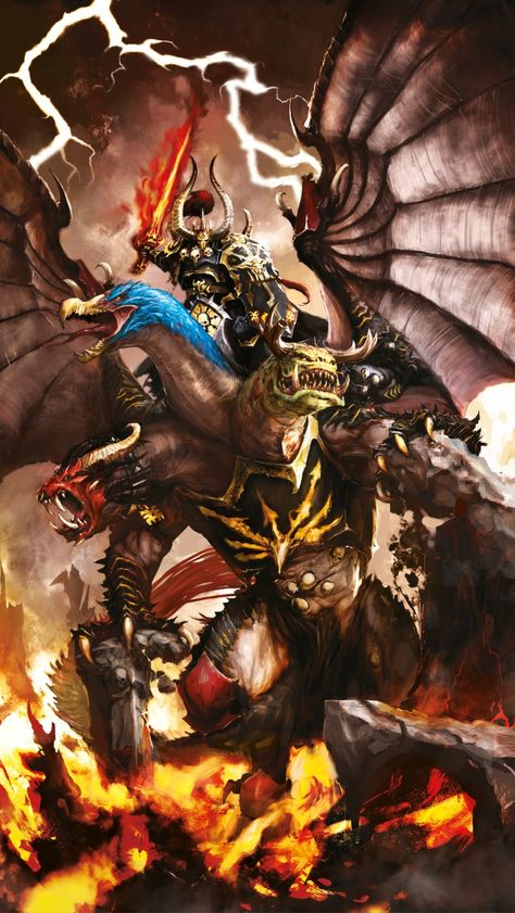 Archaon & Dorghar Archaon The Everchosen, Fantasy Demon, Warhammer Age Of Sigmar, Warhammer 40k Art, Fantasy Battle, Age Of Sigmar, Warhammer Art, Warhammer 40k Artwork, Warhammer Fantasy