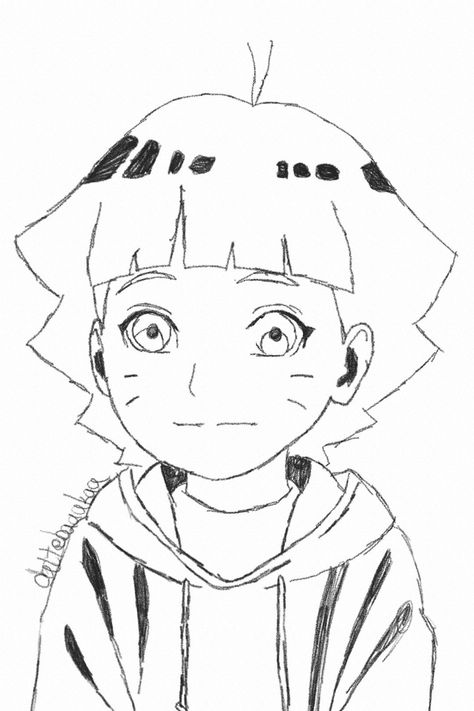 Himawari Drawing, Sasuke Akatsuki, Naruto Himawari, Manpreet Kaur, Naruto Drawing, Himawari Uzumaki, Naruto Drawings, Uzumaki Boruto, Character Sketch