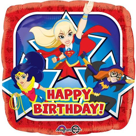 Dc Superhero Girls Birthday, Superhero Girls Birthday, Supergirl Birthday, Happy Birthday Foil Balloons, Happy Birthday 18th, Super Women, Girls Birthday Party Decorations, Dc Super Hero Girls, Happy Birthday Balloons