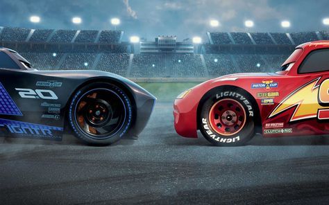 Cars 3 Jackson Storm vs Lightning McQueen Cars 3 Poster, Mcqueen Cars 3, Pixar Animated Movies, Cars Disney Pixar, Cars 3 Lightning Mcqueen, Disney Cars Wallpaper, Disney Cars Movie, Storm Wallpaper, Jackson Storm