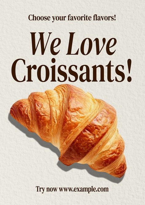 Croissant bakery shop poster template | premium image by rawpixel.com / Pitcha Benrohman Bakery Ig Feed, Bread Poster Design, Crossiant Aesthetic, Food Poster Ideas, Bakery Poster Design, Croissant Poster, Croissant Bakery, Bakery Poster, Bakery Branding Design