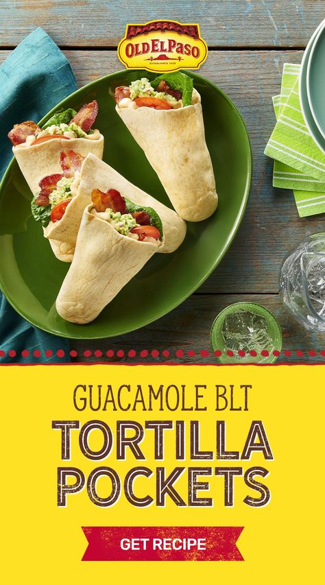 blt recipe, blt guacamole, guacamole recipes, tex mex,tex mex recipes, tex mex tortilla pockets, tortilla wrap pockets, quick and easy recipes, old el paso recipes Old El Paso Tortilla Pockets, Tortilla Pockets Ideas, Tortilla Pocket Recipes, Tortilla Pockets, Blt Recipe, Blt Recipes, Zesty Ranch, Guacamole Ingredients, Ranch Sauce