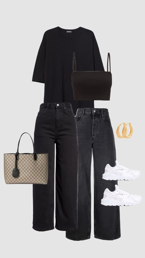 #allbackoutfit #everydaystyle #everydayoutfit #simpleoutfit #casualoutfit #modernstyle #OOTD #outfitoftheday #oversizedtshirt #tshirt #blackjeans #sneakers #totebag Tshirt Outfit, Black Jeans Outfit, Summer Black, Jeans Outfit, Everyday Style, Black Tshirt, Black Jeans, Ootd, Sneakers