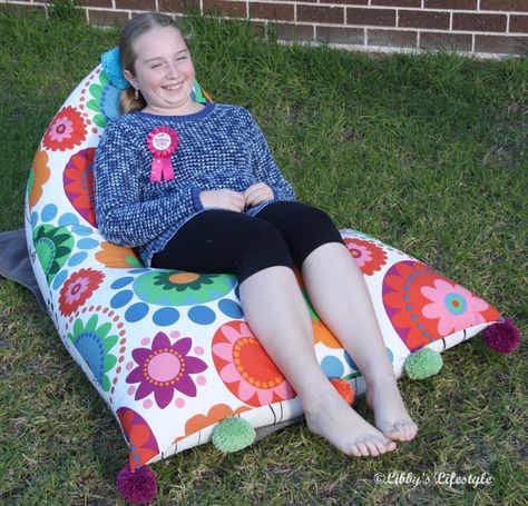 Bean Bag Sewing Pattern, Bean Bag Activities, Bean Bag Chair Pattern, How To Make A Bean Bag, Bean Bag Pattern, Diy Bean Bag Chair, Diy Bean Bag, Homemade Beans, Patterned Chair