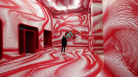 peter kogler transforms rooms with hypnotic installations featuring optical illusions designboom Peter Kogler, Stefan Sagmeister, Street Installation, Degree Design, Boris Vallejo, Belly Painting, Stall Designs, Installation Design, Innsbruck