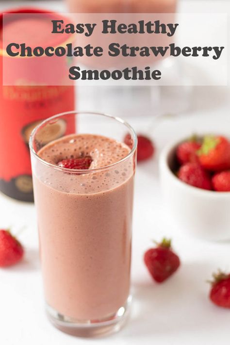 Easy chocolate strawberry smoothie is a delicious low-fat low calorie refreshing smoothie. This quick and easy healthy smoothie still tastes wickedly indulgent though! #neilshealthymeals #chocolate #strawberry #smoothie #recipe via @neilhealthymeal Rainbow Muffins, Chocolate Strawberry Smoothie, Banana Apple Smoothie, Smoothie Recipes Strawberry, Easy Healthy Smoothies, Baking Powder Uses, Smoothie Packs, Chocolate Smoothie, Strawberry Chocolate