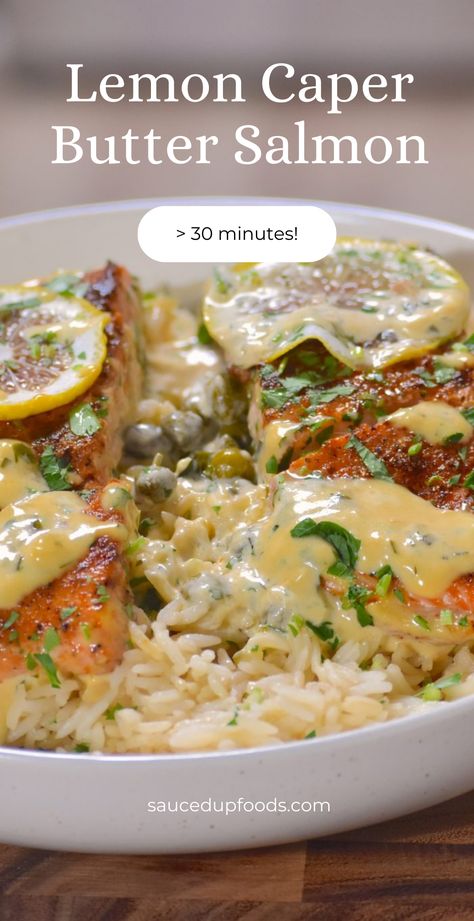 When it comes to salmon, there is no question it is my favorite fish! It is so versatile and frankly extremely easy to make! This recipe is so easy because it uses one pan to make the delicious salmon and its creamy sauce. I love the way the salty capers balance out the rich sauce! Caper Salmon Recipe, Salmon Recipes Capers, Summer Salmon Recipes Healthy, Salmon Recipes With Capers, Salmon With Caper Sauce, Light Salmon Recipes, Salmon Capers Recipe, Salmon And Capers Recipe, Salmon Capers Lemon Butter Sauce